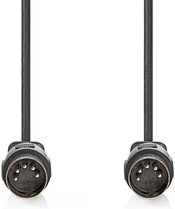 Nedis DIN-Audiokabel | DIN 5-Pins Male | DIN 5-Pins Male | Vernikkeld | 1.00 m | Rond | PVC | Zwart | Label CAGL20000BK10