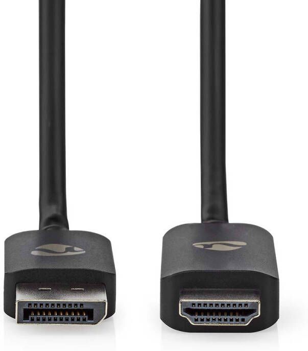 Nedis DisplayPort-Adapter | DisplayPort Male | HDMI Connector | 8K@30Hz | Vernikkeld | Recht | 1.80 m | Rond | TPE | Zwart | Doos CCGB37108BK18