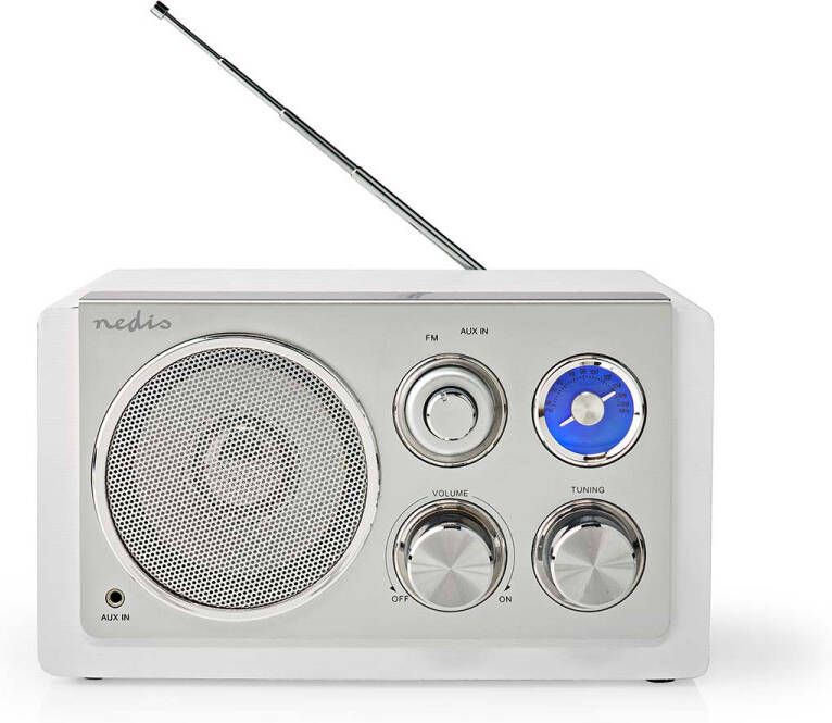 Nedis FM-Radio | Tafelmodel | FMvoeding | Analoog | 15 W | Wit Zilver | 1 stuks RDFM5110WT