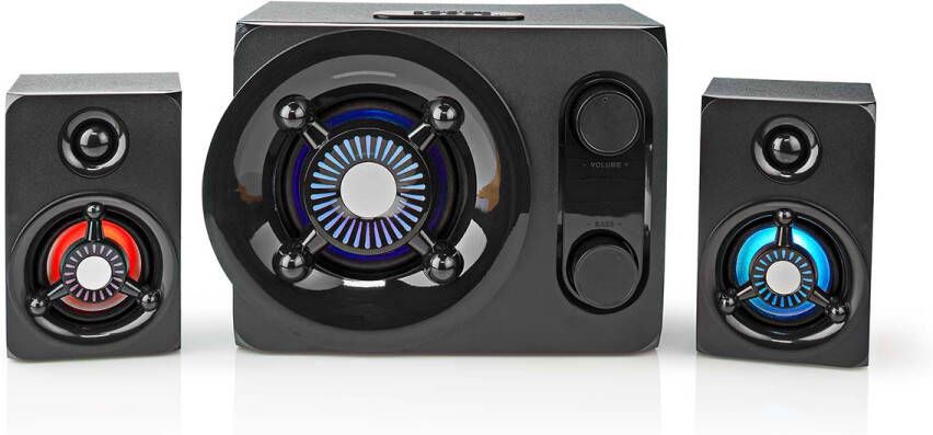 Nedis Gaming Speaker | Speaker-kanalen: 2.1 | Netvoeding | 3 5 mm Male | 75 W | LED | Volumebediening GSPR41021BK