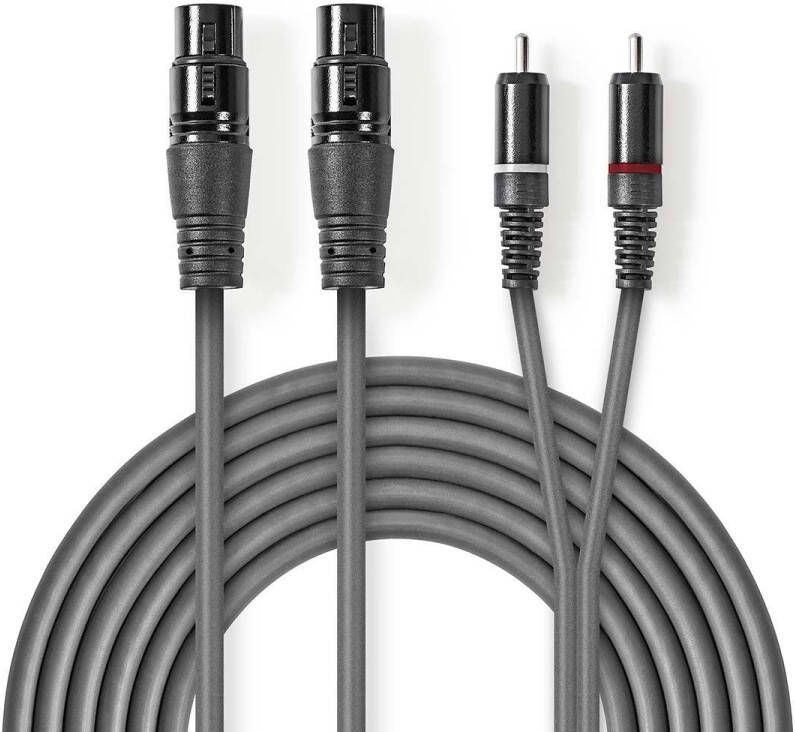 Nedis Gebalanceerde Audiokabel | 2x XLR 3-Pins Female naar 2x RCA Male | 1.5 m | 1 stuks COTH15230GY15