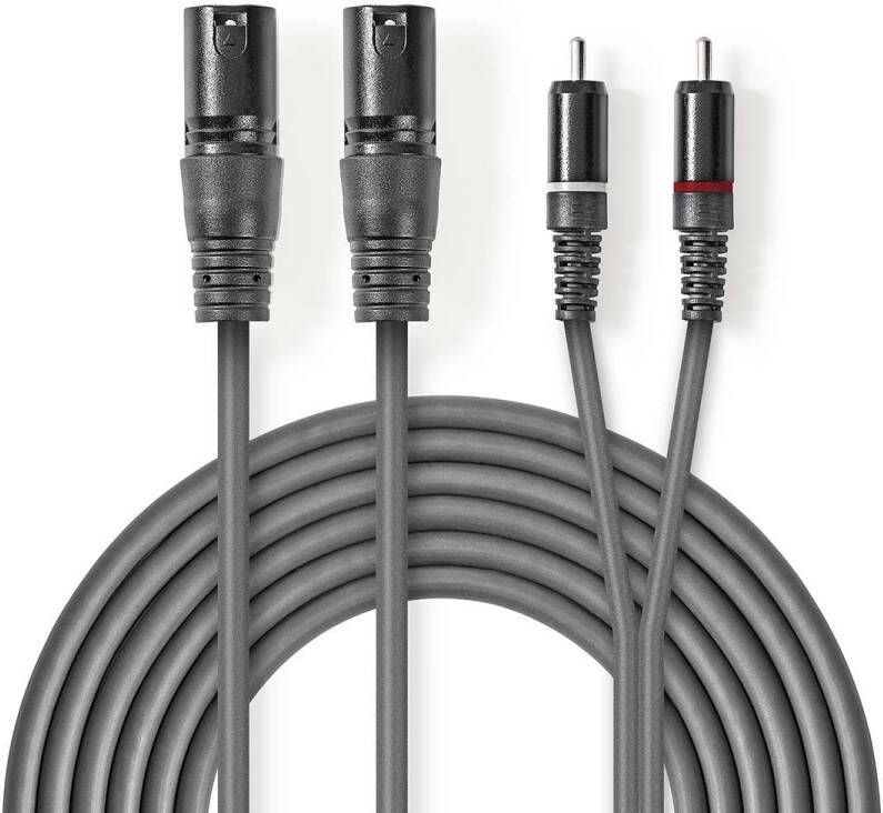 Nedis Gebalanceerde Audiokabel | 2x XLR 3-Pins Male naar 2x RCA Male | 1.5 m | 1 stuks COTH15210GY15