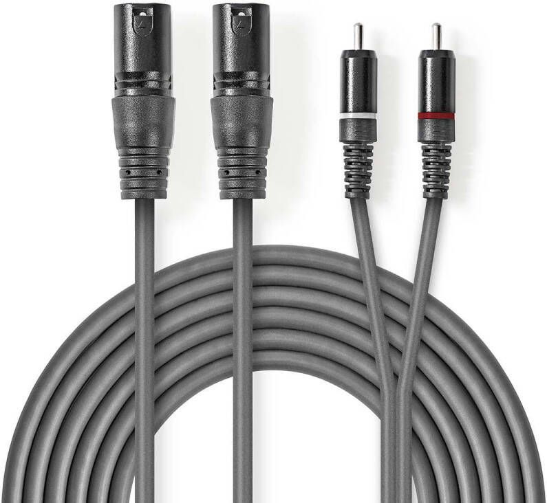 Nedis Gebalanceerde Audiokabel | 2x XLR 3-Pins Male naar 2x RCA Male | 3 m | 1 stuks COTH15210GY30