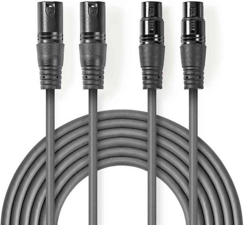 Nedis Gebalanceerde Audiokabel | 2x XLR 3-Pins Male naar 2x XLR 3-Pins Female | 0.5 m | 1 stuks COTH15030GY05