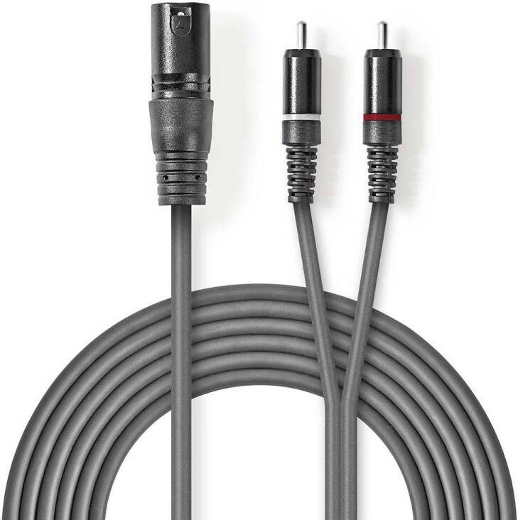 Nedis Gebalanceerde Audiokabel | XLR 3-Pins Male naar 2x RCA Male | 1.5 m | 1 stuks COTH15200GY15