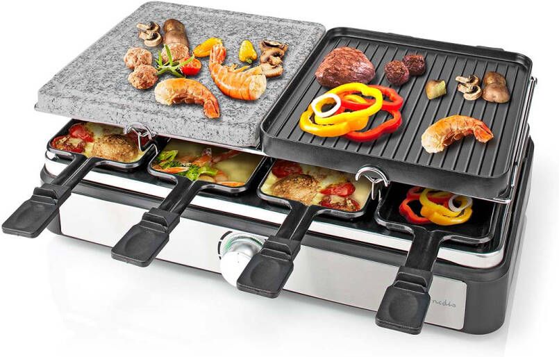 Nedis Gourmet Raclette | Grill Steen | 8 Personen | 1 stuks FCRA300FBK8