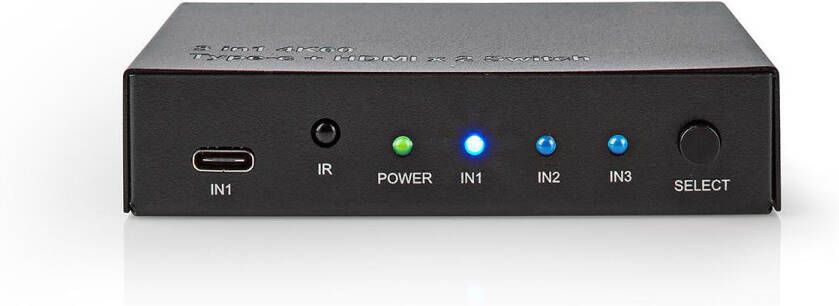 Nedis HDMI-Switch | 3 poort | 1x USB-C 2x HDMI Input | 1x HDMI Output | 1 stuks VSWI34721AT