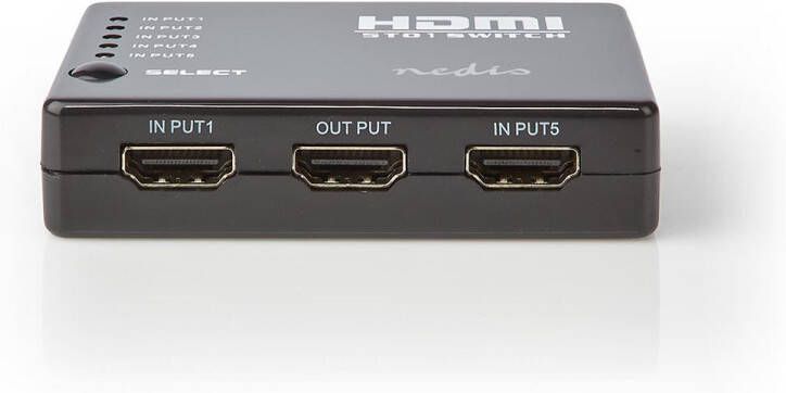 Nedis HDMI-Switch | 5-Poorts | 5x HDMI Input | 1x HDMI Output | Zwart | 1 stuks VSWI3455BK