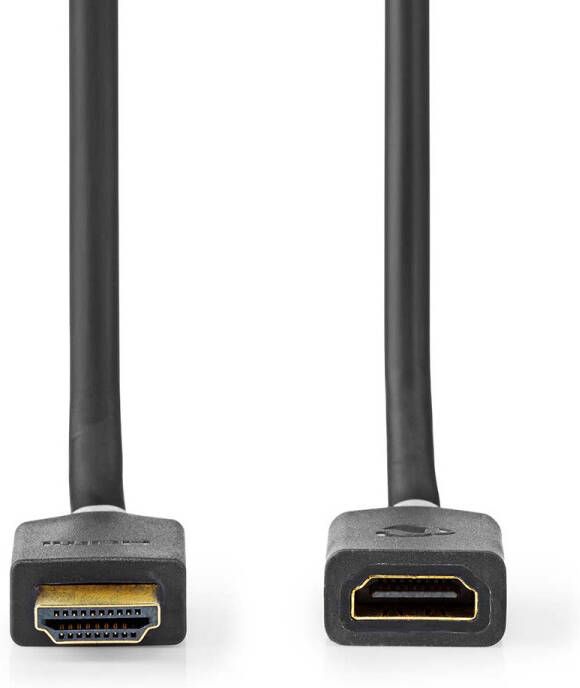 Nedis High Speed HDMI-Kabel met Ethernet | HDMI Connector | HDMI Female | 4K@60Hz | ARC | 18 Gbps | 1.00 m | Rond | PVC | Antraciet | Doos