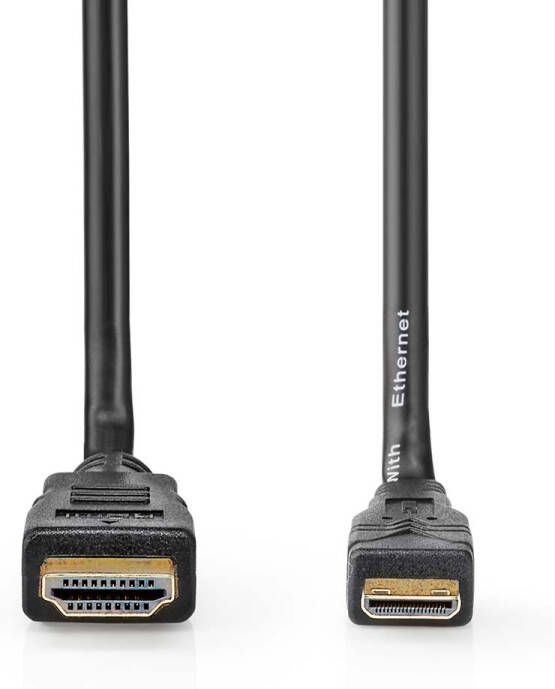 Nedis High Speed HDMI-Kabel met Ethernet | HDMI Connector | HDMI Mini-Connector | 4K@30Hz | 10.2 Gbps | 5.00 m | Rond | PVC | Zwart | Label