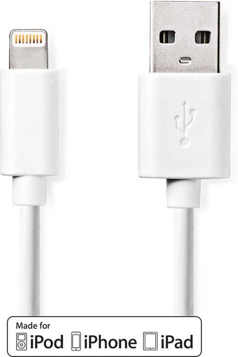 Nedis Lightning Kabel | Apple Lightning 8- Pins naar USB-A Male | 1 m | Wit | 1 stuks CCGB39300WT10