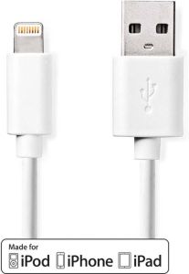 Nedis Lightning Kabel | Apple Lightning 8- Pins naar USB-A Male | 2 m | Wit | 1 stuks CCGP39300WT20