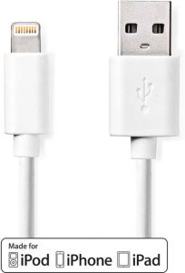 Nedis Lightning Kabel | Apple Lightning 8- Pins naar USB-A Male | 3 m | Wit | 1 stuks CCGP39300WT30