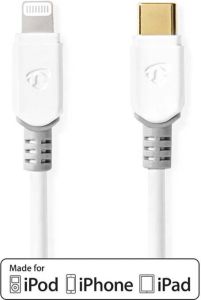 Nedis Lightning Kabel | Apple Lightning 8- Pins naar USB-C Male | 1 m | Wit | 1 stuks CCBW39650WT10