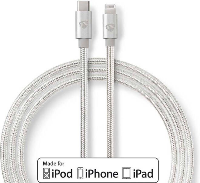 Nedis Lightning Kabel | Apple Lightning 8- Pins naar USB-C Male | 1 m Zilver | 1 stuks CCTB39650AL10