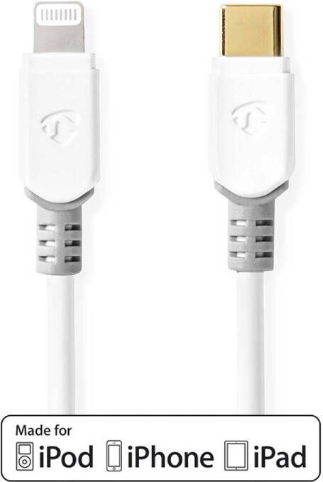 Nedis Lightning Kabel | Apple Lightning 8- Pins naar USB-C Male | 2 m | Wit | 1 stuks CCBW39650WT20