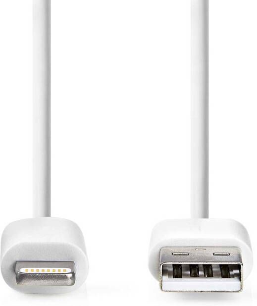 Nedis Lightning Kabel | USB 2.0 | Apple Lightning 8-Pins | USB-A Male | 480 Mbps | Vernikkeld | 1.00 m | Rond | PVC | Wit | Label CCGL39300WT10