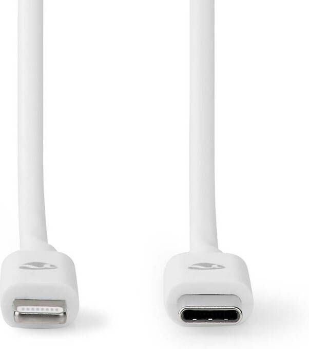 Nedis Lightning Kabel | USB 2.0 | Apple Lightning 8-Pins | USB-C Male | 480 Mbps | Vernikkeld | 1.00 m | Rond | PVC | Wit | Label CCGL39650WT10
