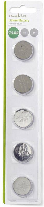 Nedis Lithium-Knoopcelbatterij CR2430 | 3 V DC | 5-Blister | Zilver | 1 stuks BALCR24305BL