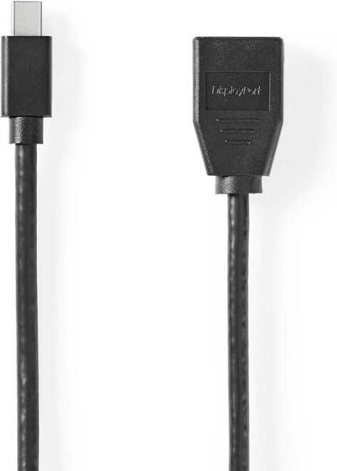 Nedis Mini DisplayPort-Kabel | Mini-DisplayPort Male naar DisplayPort Female | 48 Gbps | 0.2 m | 1 stuks CCGB37454BK02