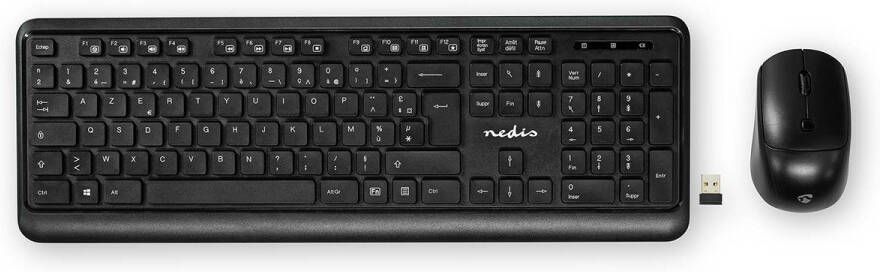 Nedis Muis en Toetsenbordset | Draadloos | USB | AZERTY | Frans | 1 stuks KBMCW100BKFR