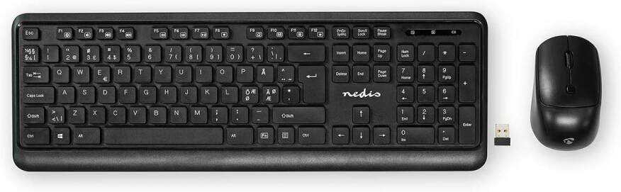 Nedis Muis en Toetsenbordset | Draadloos | USB | QWERTY | Scandinavisch | 1 stuks KBMCW100BKND