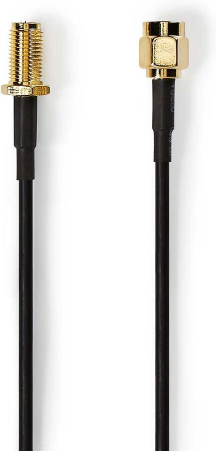 Nedis Antennekabel | RP-SMA Male | RP-SMA Female | Verguld | 50 Ohm | Enkelvoudig Afgeschermd | 5.00 m | Rond | PVC | Zwart | Label CSGL02210BK50