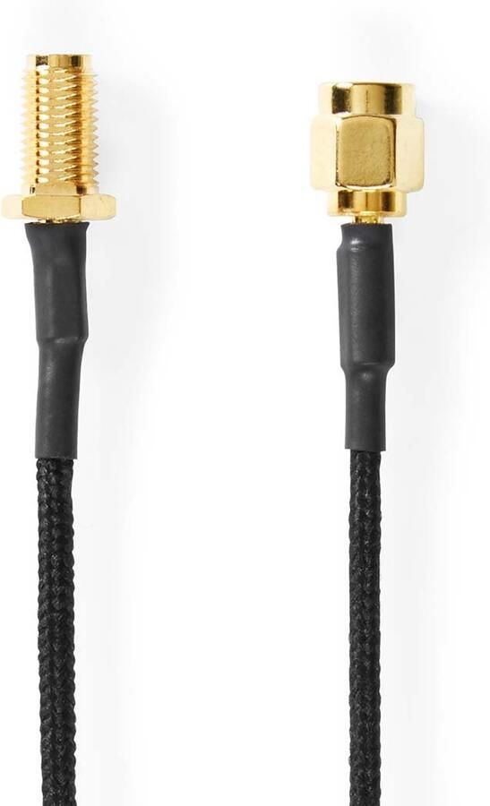 Nedis Antennekabel | SMA Female | SMA Male | Verguld | 50 Ohm | Enkelvoudig Afgeschermd | 0.50 m | Rond | Gevlochten | Zwart | Label CSGL02020BK05