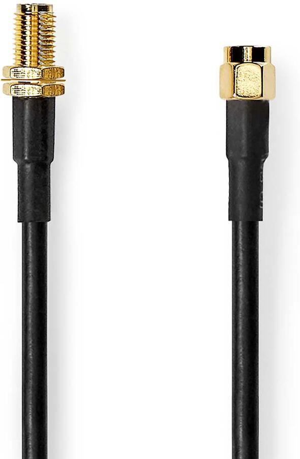 Nedis Antennekabel | SMA Male | SMA Female | Verguld | 50 Ohm | Dubbel Afgeschermd | 5.00 m | Rond | PVC | Zwart | Label CSGL02400BK50