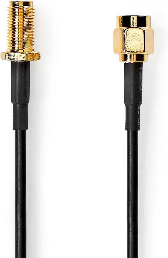 Nedis Antennekabel | SMA Male | SMA Female | Verguld | 50 Ohm | Enkelvoudig Afgeschermd | 1.00 m | Rond | PVC | Zwart | Label CSGL02010BK10