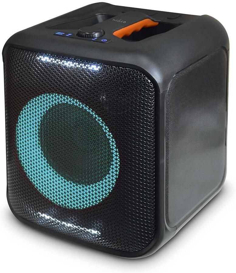 Nedis Bluetooth Party Speaker | Maximale batterijduur: 5 uur | 150 W | Handgreep | Feestverlichting | Koppelbaar | Equalizer | Oranje Zwart