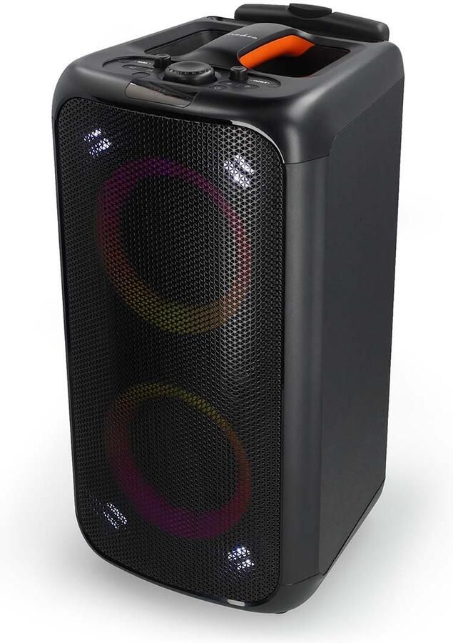 Nedis Bluetooth Party Speaker | Maximale batterijduur: 5 uur | 240 W | Handgreep | Feestverlichting | Equalizer | Oranje Zwart SPPT2480BK