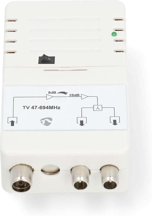 Nedis CATV-versterker | 25 dB | 47-694 MHz | 2 uitgangen | Regelbaar | Wit SAMP42222WT