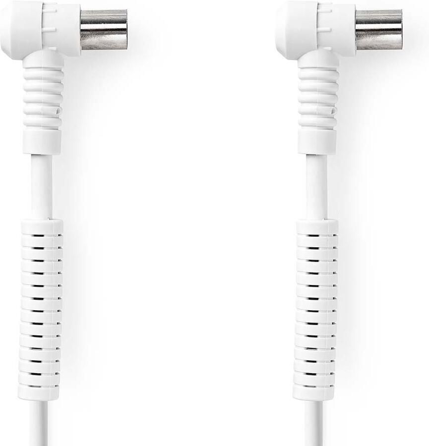 Nedis Coaxkabel | IEC (Coax) Male | IEC (Coax) Female | Vernikkeld | 120 dB | 75 Ohm | Viervoudig Afgeschermd | 5.00 m | Rond | PVC | Wit | Label