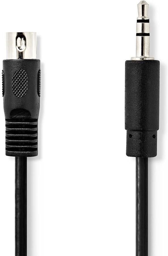 Nedis DIN-Audiokabel | DIN 5-Pins Male | 3 5 mm Male | Vernikkeld | 1.00 m | Rond | PVC | Zwart | Label CAGL20100BK10