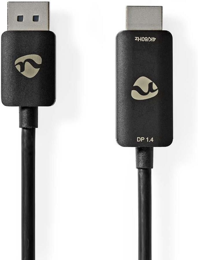 Nedis DisplayPort-Adapter | DisplayPort Male | HDMI™ Connector | 8K@30Hz | Vernikkeld | Recht | 1.80 m | Rond | TPE | Zwart | Label CCGL37108BK18