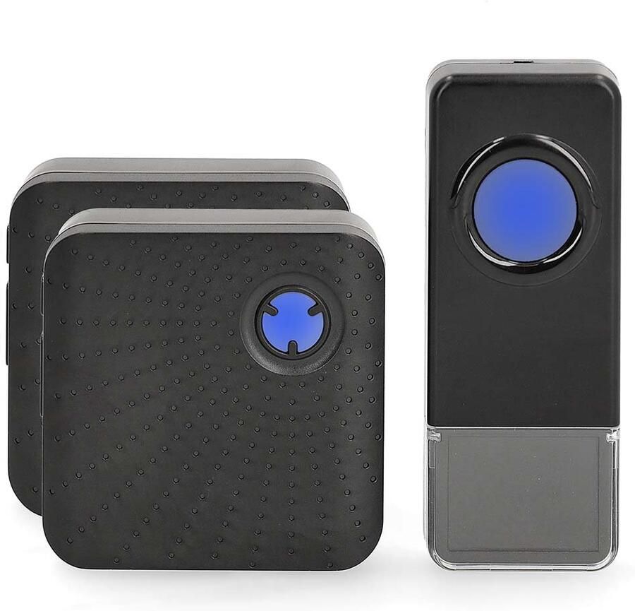 Nedis Draadloze Deurbelset | Netvoeding | 100 240 V AC 50 60 Hz | 1x 23A 12V | Volume: 110 dB | Signaalbereik: 150 m | IP55 | Instelbaar volume | 58