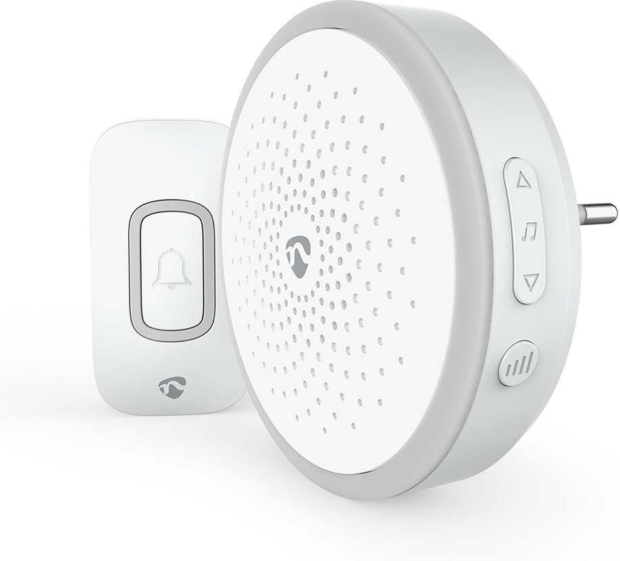 Nedis Draadloze deurbelset | Netvoeding | Bereik 150 m | 80 dB | 60 melodieën | Wit DOORB10CWT