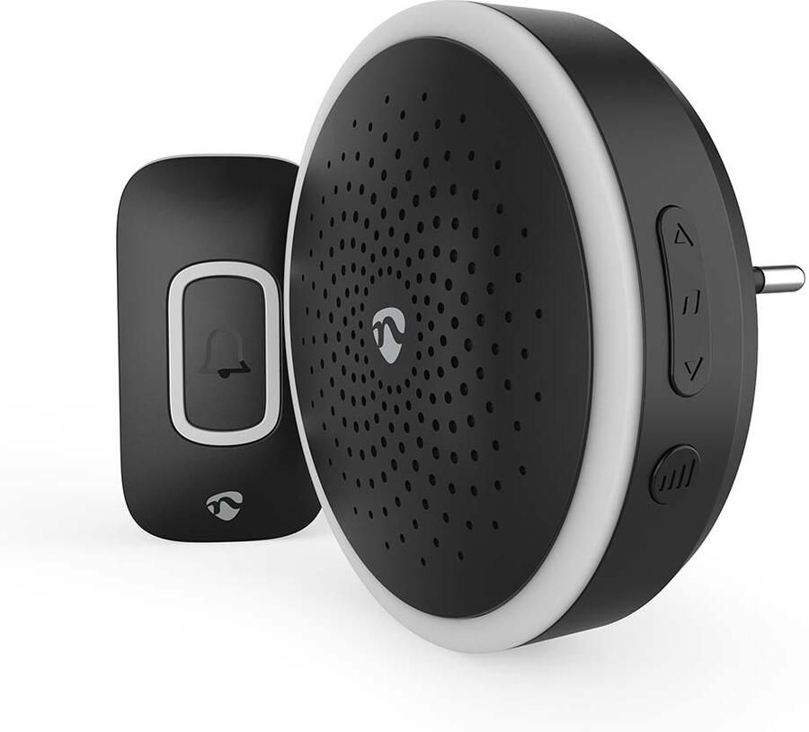 Nedis Draadloze deurbelset | Netvoeding | Bereik 150 m | 80 dB | 60 melodieën | Zwart DOORB10CBK