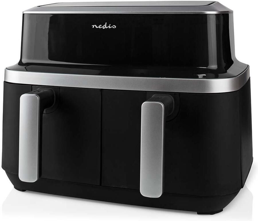 Nedis Dubbele Heteluchtfriteuse | 2x4.2 l | Tijdschakelaar: 60 min | Aantal vooraf ingestelde programma&apos;s: 10 | Digitaal | Zwart KAAF320BK