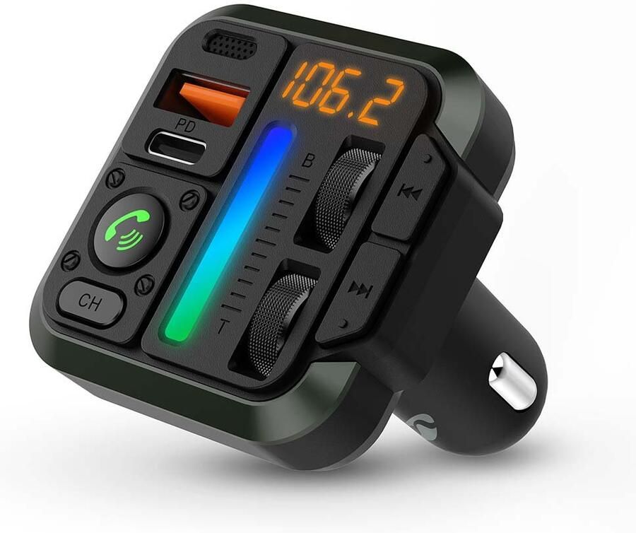 Nedis FM-Audiotransmitter voor Auto | Gefixeerd | Handsfree bellen | 1 " | Amber-Scherm | Bluetooth | PD 18 W PD 24 W | Snelladen | Bass boost |
