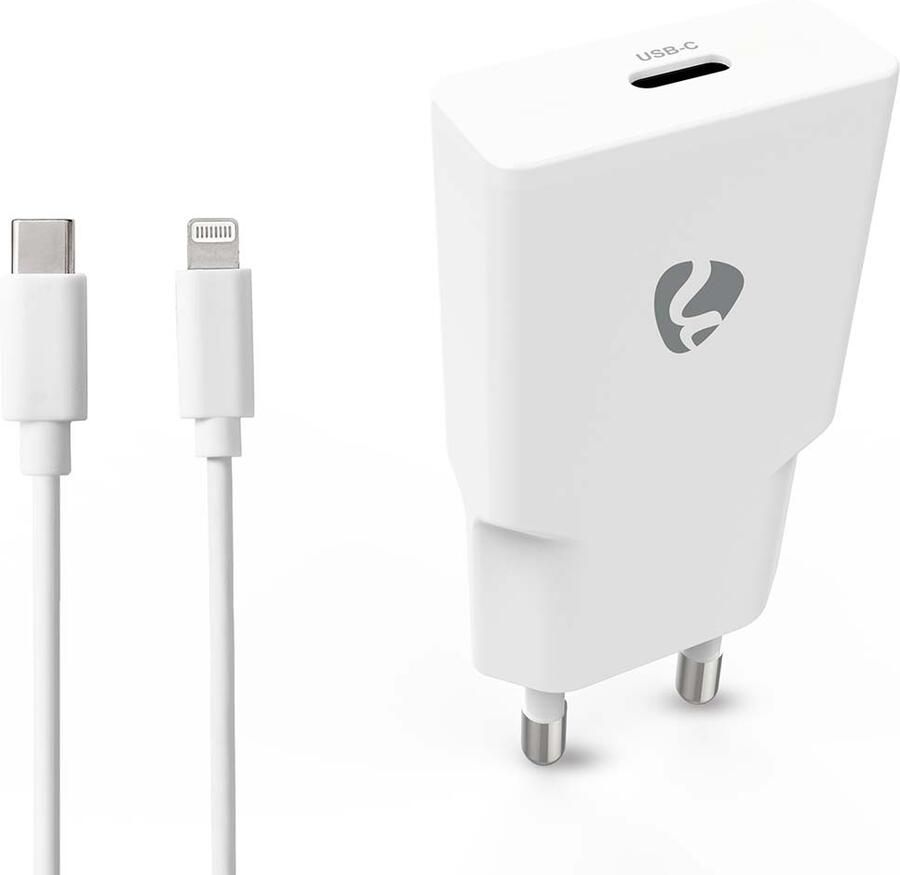 Nedis GaN-oplader | 20 W | USB-C™ | Lightning-kabel 1 m | Wit WCHA20WTUL