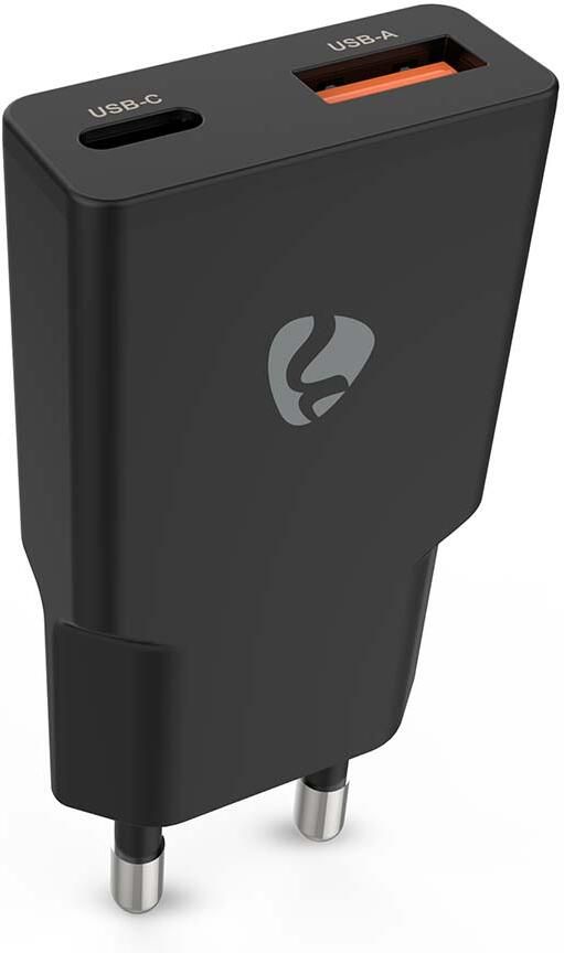 Nedis GaN-oplader | 30 W | PD3.0 | USB-A en USB-C™ | Zwart WCHA30BK