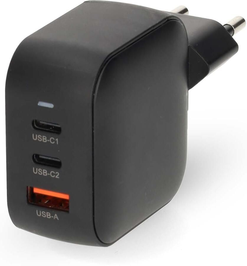 Nedis GaN-oplader | 70 W | PD3.0 | USB-A en 2x USB-C™ | Zwart WGCHA70WBK