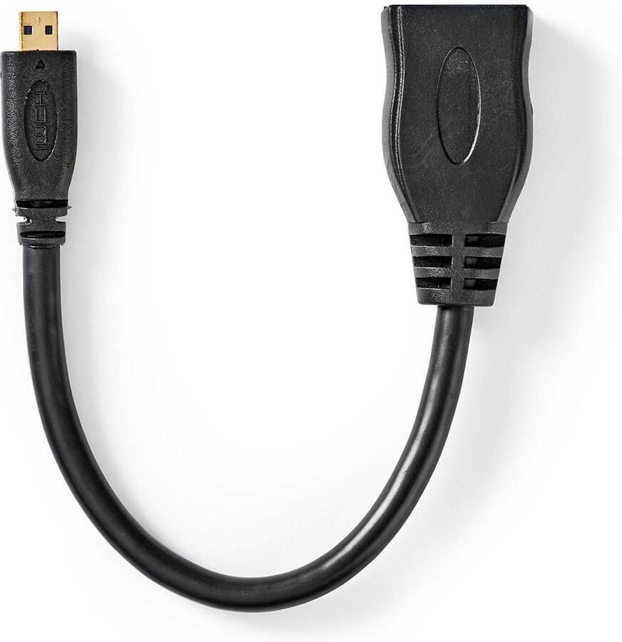 Nedis High Speed ??HDMI™-Kabel met Ethernet | HDMI™ Micro-Connector | HDMI™ Output | 4K@30Hz | 10.2 Gbps | 0.20 m | Rond | PVC | Zwart | Doos