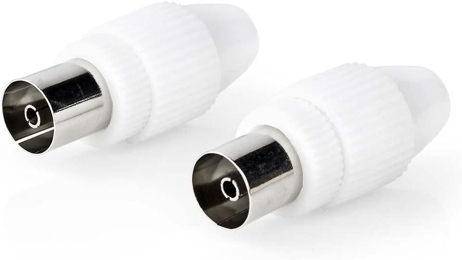 Nedis IEC (Coax) Connector | Recht | Female | Vernikkeld | 75 Ohm | Schroef | Diameter kabelinvoer: 7.0 mm | Metaal Polyvinylchloride (PVC) | Wit |