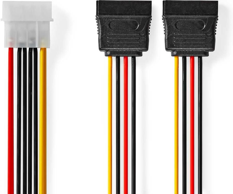 Nedis Interne Voedingskabel | Molex Male | 2x SATA 15-Pins Female | Verguld | 0.15 m | Rond | PVC | Multicolour | Doos CCGB73520VA015