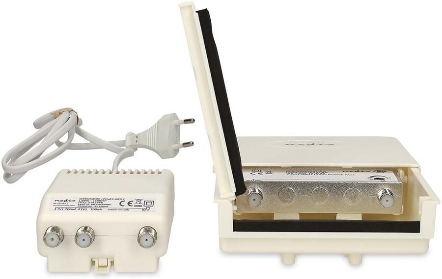 Nedis Mastversterker | 5-862 MHz | 2 uitgangen | Regelbaar 15-30 dB | Wit MAMP26700WT