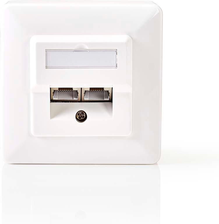 Nedis Netwerk Wanddoos | Inbouw | 2 poort(en) | CAT5e | Recht | Female | Goud Verguld | ABS | Wit | Doos CCGB89150IV