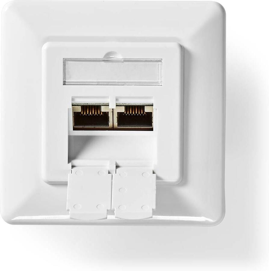 Nedis Netwerk Wanddoos | Inbouw | 2 poort(en) | CAT6 | Recht | Female | Goud Verguld | PVC | Wit | Doos CCGB89200IV